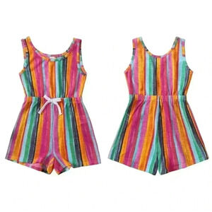 SHEIN Toddler Girls Striped Tie Front Romper Size 2Y NWOT